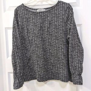 KASPER‎ Black White Pullover Knitted Top Long Sleeve Flared Cuffs Women's XL